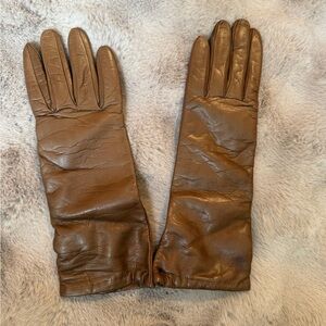 Charter Club medium brown leather gloves with cashmere lining, NWT, size 7.5